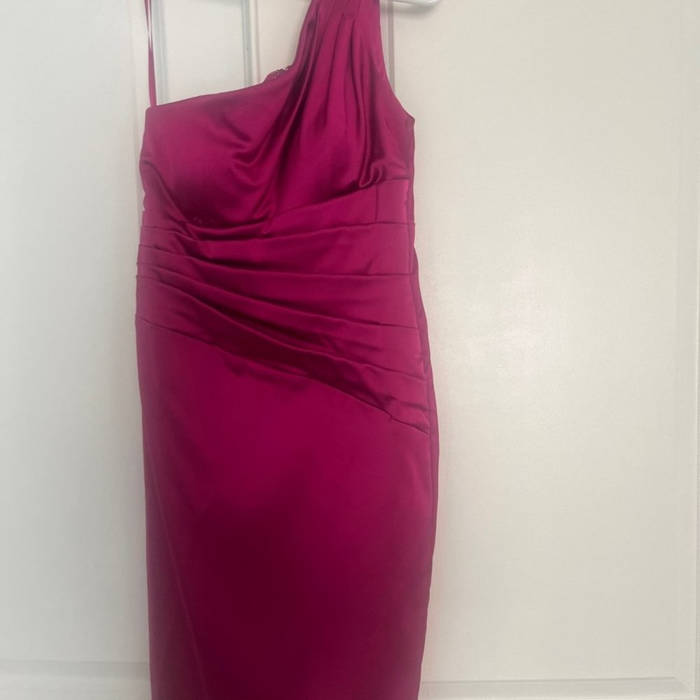 Cache one shoulder dress fushia size 2